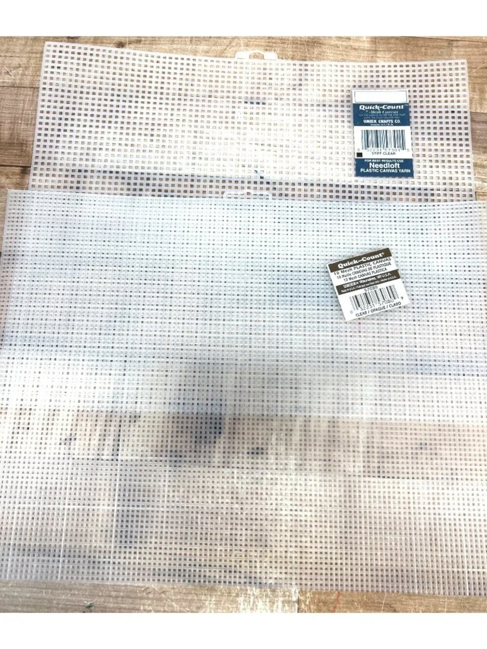 2 Quick-Count Plastic Canvas 7 & 10 Mesh Sheets Clear Craft Supplies Made In USA